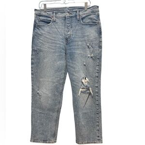 Old Navy Curvy Sky-Hi Straight Extra High Rise Button Fly Distressed Jeans | 12P